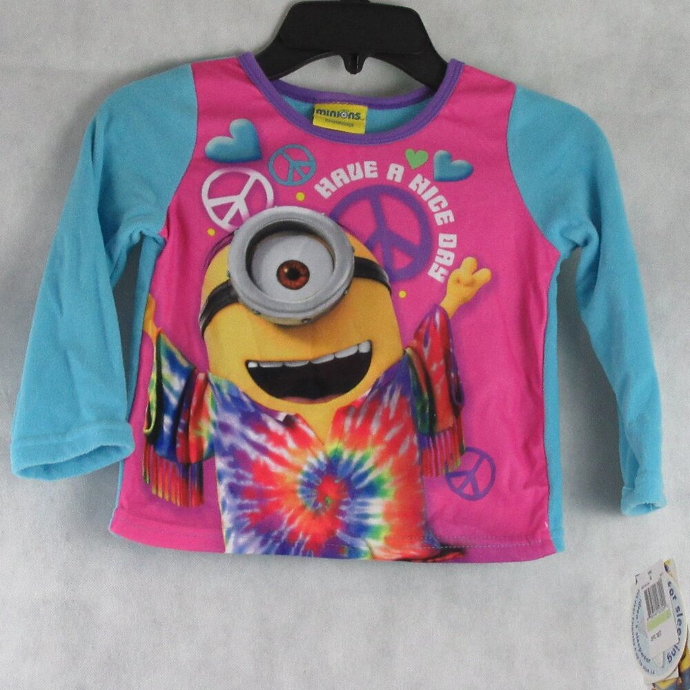 Despicable Me Minions Toddler Girls Pajama Top, Pink Blue Purple Multi, Size 4